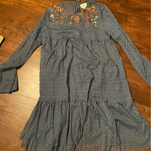 Maeve - Anthropologie - blue dress with matching slip